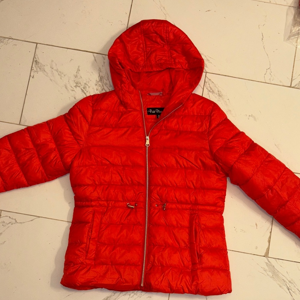 Pink Platinum Red Puffer Jacket